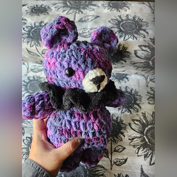 Purple Black Crochet Chunky Bear Amigurumi - Picture 2 of 12